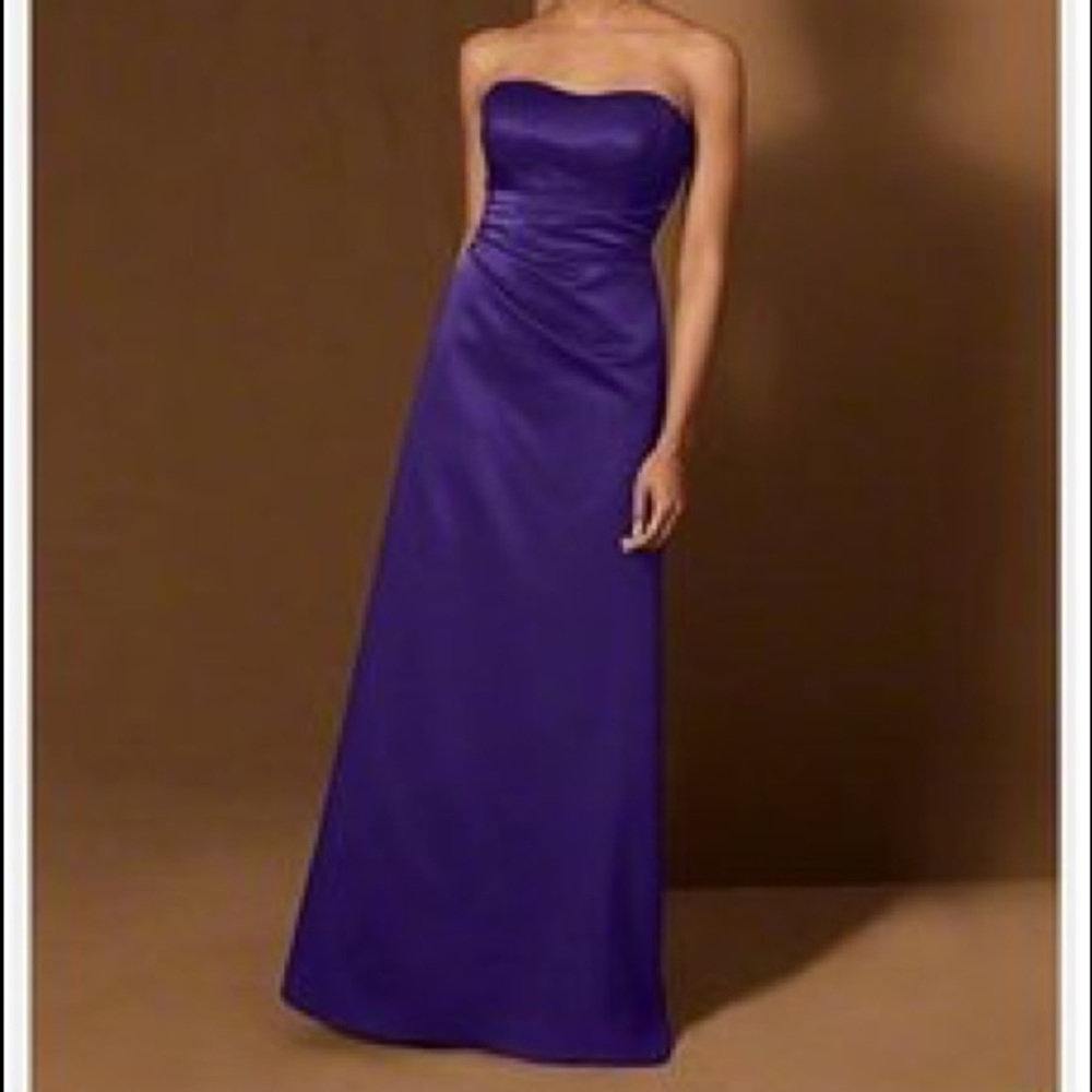 Alfred Angelo Long Eggplant Bridesmaid Prom Dress